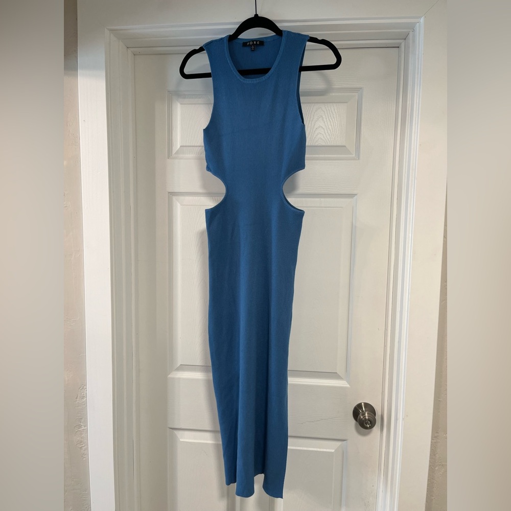 FORE Knit Bodycon Cutout Dress w/ Side Slit
